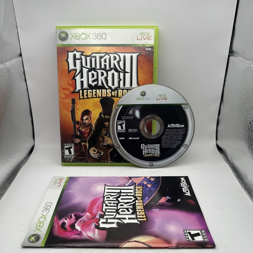 Guitar Hero III Legends of Rock 3 Microsoft Xbox 360 2007 CIB Complete w Manual